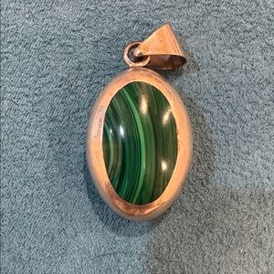 Sterling silver, onyx and malachite reversible pendant